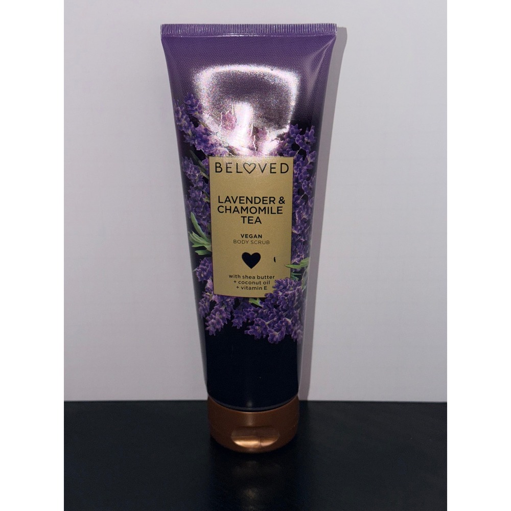Beloved Lavender & Chamomile Tea Vegan Body Scrub 7.3oz Shea Butter Vitamin E